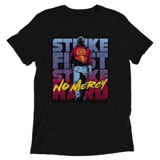 เสื้อยืดพิมพ์ลายแฟชั่น เสื้อยืด ลาย Cobra Kai ของขวัญคาราเต้ | เสื้อเชิ้ต Strike First Strike Hard no Mercy