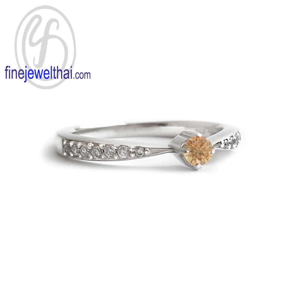 finejewelthai-แหวนบุษราคัม-บุษราคัม-แหวนเพชรcz-แหวนประจำเดือนเกิด-yellow-sapphire-silver-ring-birthstone-r1378yl