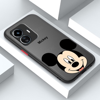 OPPO A17 A77s A77 5G A57 2022 Mickey Mouse Contrast Button Matte Plastic Casing Skin Feeling Phone Case Soft Bumper Cover
