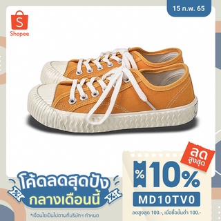 [ใส่โค้ด MDIWA15 ลดสูงสุด 150] พร้อมส่งจากไทย รองเท้าผ้าใบพื้นนิ่ม สไตล์วินเทจสีเหลือง
