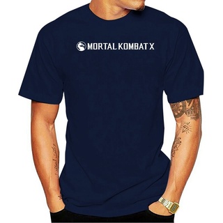 เสือยืดผู้ชาย - เสื้อยืดผ้าฝ้าย Mortal Kombat X โลโก้เกมแนวนอนที่ได้รับอนุญาตผู้ใหญ่ s ท็อปส์ซู Tees