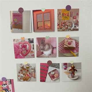 (พร้อมส่ง🌷) โปสการ์ด Homemade Pink  Bear Series Happy 9 Cards