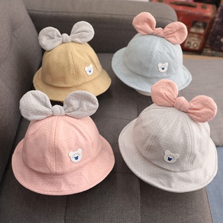 Cute Dot Bows Children Bucket Hat Cotton Sun Caps For Baby Girl Fisherman Hats