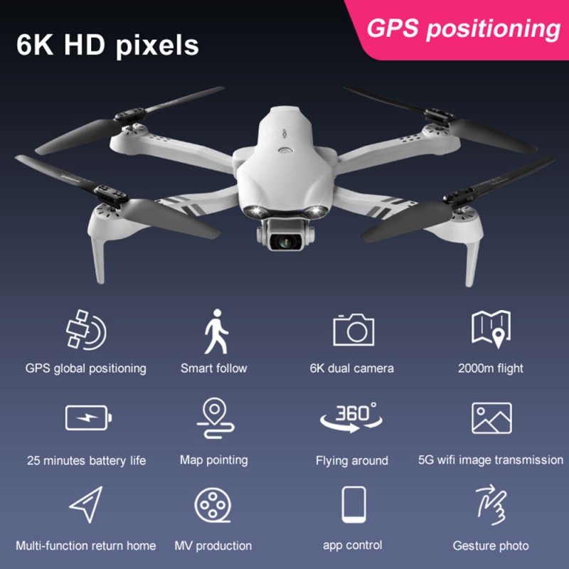 ภาพสินค้า2022 NEW F10 Drone GPS 4K HD 5G WiFi Live Video FPV Quadrotor Flight 25 Minutes RC Distance 2000m Drone จากร้าน kala_mall บน Shopee ภาพที่ 2