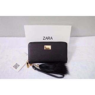 Zara wallet bag หนัง saffiano (ดำ)