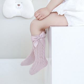 ถุงเท้าเจ้าหญิง แบบบาง ประดับโบว์ ขนาดใหญ่ สําหรับเด็กผู้หญิง อายุ 0-5 ปี
