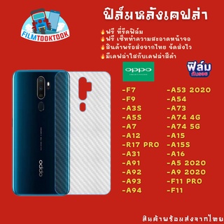 ฟิล์มหลังเคฟล่า Oppo ทุกรุ่น F7/F9/A3s/A5s/A7/A12/R17 Pro/A31/A91/A92/A93/A94/A53 2020/A5 2020/A15/A16/A73/A74/A54/F11