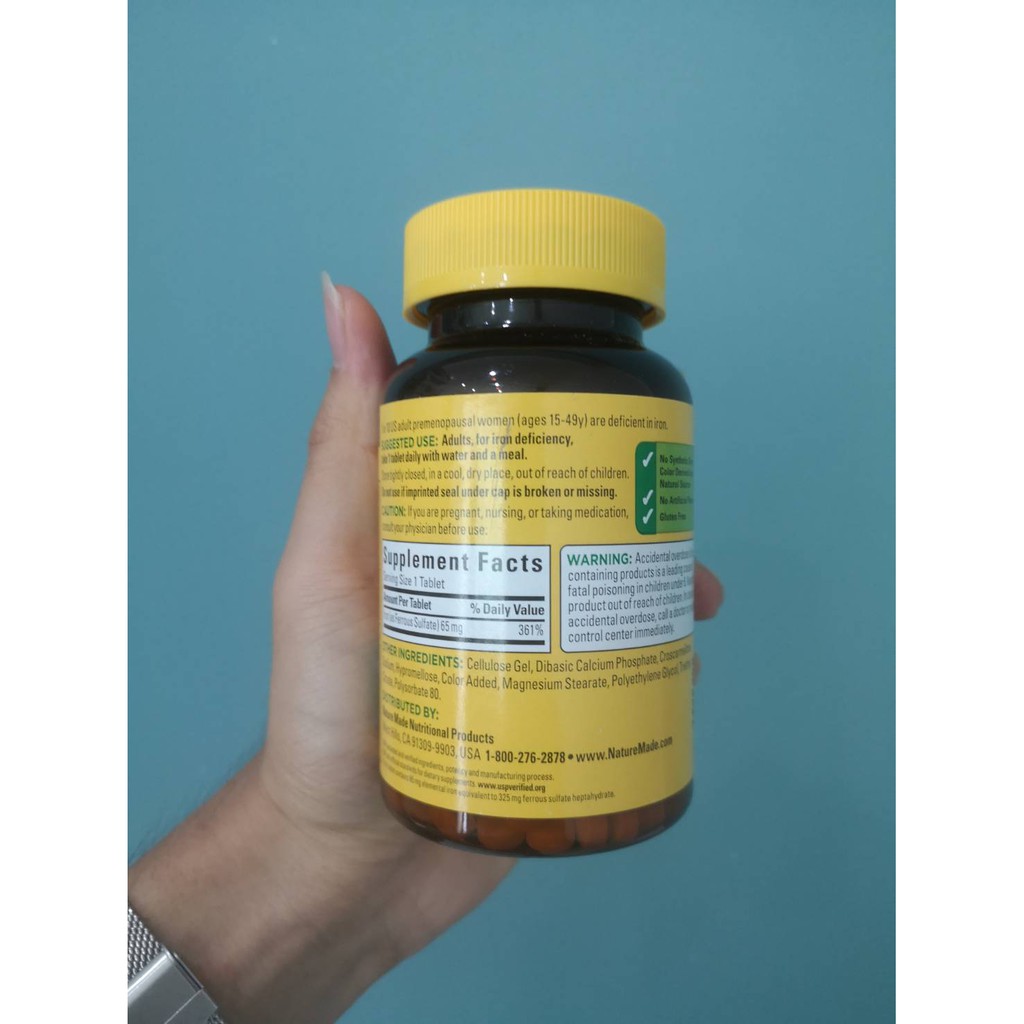 nature-made-iron-65mg-365-เม็ด-อาหารเสริมธาตุเหล็ก-วิตามินธาตุเหล็ก