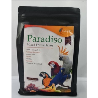 Paradiso อาหารเม็ดสูตรผลไม้ สำหรับนกขนาดใหญ่น้ำหนัก1kg. (Made in Thailand)