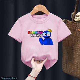 เสื้อยืดแขนสั้น พิมพ์ลายเกม Roblex Rainbow Friends สีชมพู สําหรับเด็กผู้ชาย และเด็กผู้หญิง 2023