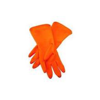 ถุงมือยางสีส้ม อย่างหนาสำหรับทำความสะอาดป้องกันเชื่อโรค