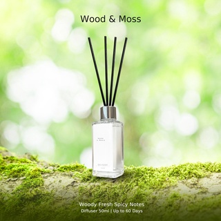 ก้านหอม ปรับอากาศ Diffuser กลิ่น Wood &amp; Moss 50ml ฟรี!! ก้านไม้กระจายกลิ่น (ไม่มีกล่อง) (no box)