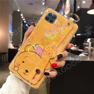 เคสโทรศัพท์ OPPO A15 A93 New 2020 Case With Wristband Holder Silicone Phone Casing TPU Cute Cartoon Bear Back Cover OPPOA93 เคส