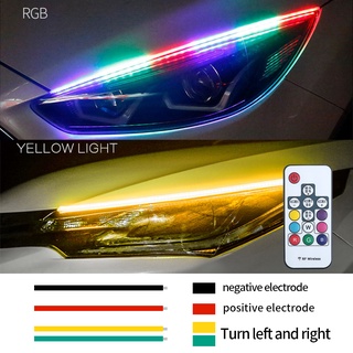 ไฟหน้ารถยนต์ ไฟสัญญาณเลี้ยว LED RGB 12V ยืดหยุ่น กันน้ํา ควบคุมผ่านแอป 2 ชิ้น