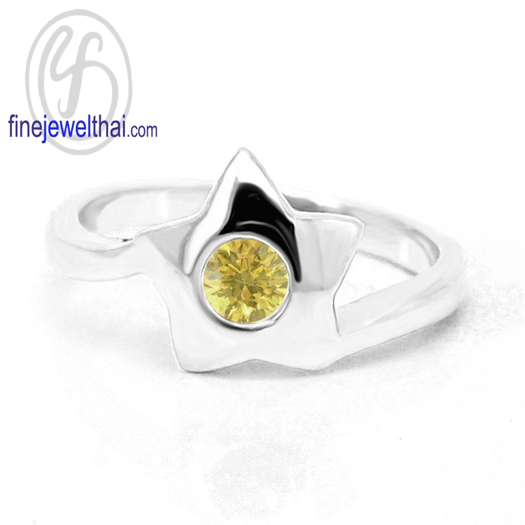 finejewelthai-แหวนบุษราคัม-บุษราคัม-แหวนพลอย-แหวนประจำเดือนเกิด-yellow-sapphire-silver-ring-birthstone-r1032yl