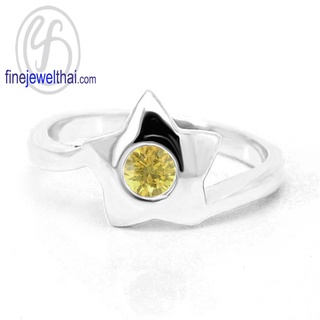 Finejewelthai-แหวนบุษราคัม-บุษราคัม-แหวนพลอย-แหวนประจำเดือนเกิด-Yellow Sapphire-Silver-Ring-Birthstone-R1032yl