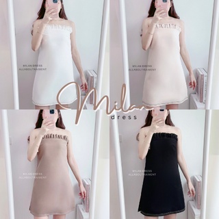 ALLABOUTRAIMENT-MILAN DRESS ใส่โค้ดALLABU10’ลดเหลือ435มินิเดรสเกาะอก เดินเส้นด้ายสีตัด