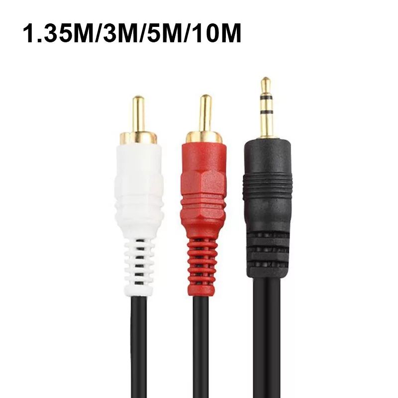 ภาพหน้าปกสินค้า1.5M 3M 5M 10M 3.5มม.Jack To 2 RCA ชายสเตอริโออะแดปเตอร์สาย Audio AUX สำหรับโทรศัพท์ TV ลำโพงเสียง