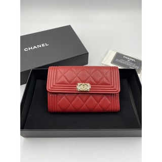 New/kept unused chanel medium wallet red caviar HL30 หน้าบอย