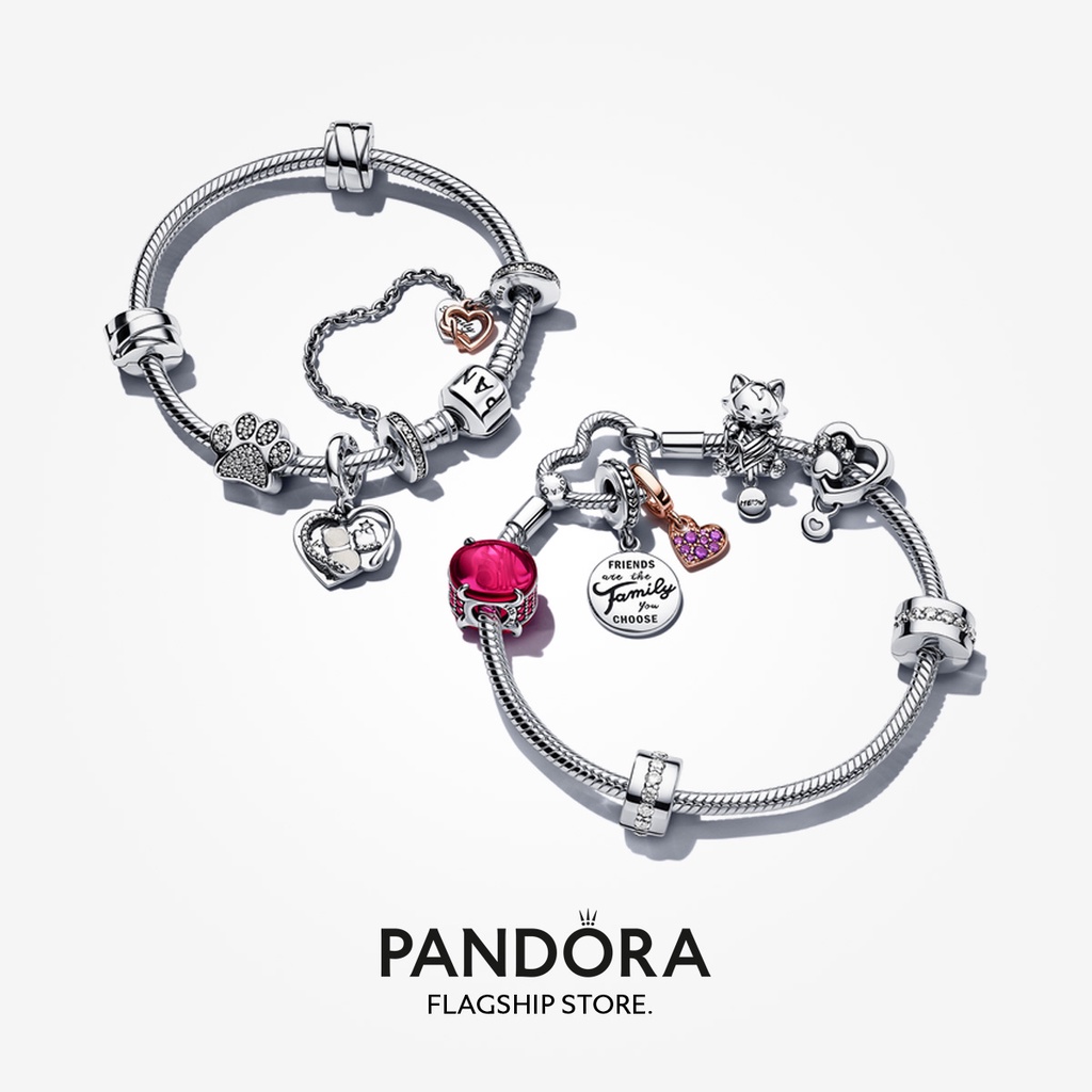 pandora-จี้สร้อยคอ-ชุบทอง-14k-รูปหัวใจ-สีโรสโกลด์-สําหรับครอบครัว