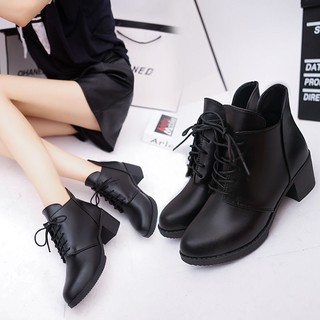 สินค้า 💓รองเท้าบูทส้นสูง รองเท้าบูทผู้หญิง ข้อสั้น แฟชั่นสำหรับผู้หญิง สไตล์เกาหลี