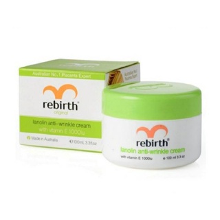 ❄Rebirth สีเขียว ของแท้💯 Rebirth Lanolin Anti-Wrinkle Cream with Vitamin E ขนาด 100 ml.