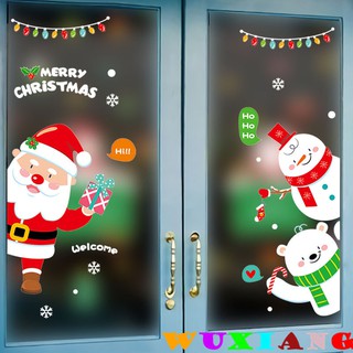 【wuxiang】สติกเกอร์กระจก ลายซานต้า สร้างสรรค์ สําหรับตกแต่งผนัง หน้าต่าง