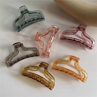 INS Fashion Korean Style Women Transparent Jelly Color Bath Tray Hair Claw Clips / Acrylic Crab Hair Pigtail Head Holder/ All-match Girls Grab Clip