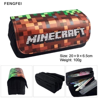 Fengfei Minecraft กระเป๋าดินสอ ผ้าแคนวาส มีซิปคู่ ของขวัญ UK สําหรับเด็กผู้ชาย และเด็กผู้หญิง