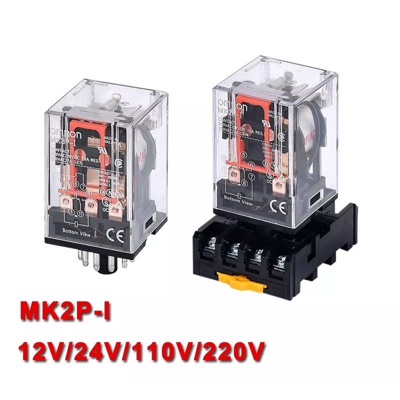 mk2p-i-mk2p-รีเลย์ไฟฟ้าขนาดเล็กที่มีฐาน-8pin-dc12v-dc24v-ac110v-ac220v