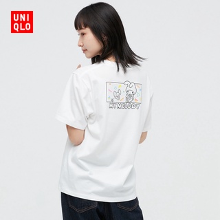 เสื้อยืดสีดำอินเทรนด์Uniqlo เสื้อยืดแขนสั้น พิมพ์ลายการ์ตูน Melody UT (Sanrio) สําหรับผู้หญิง 448772S M L   XL  XXL