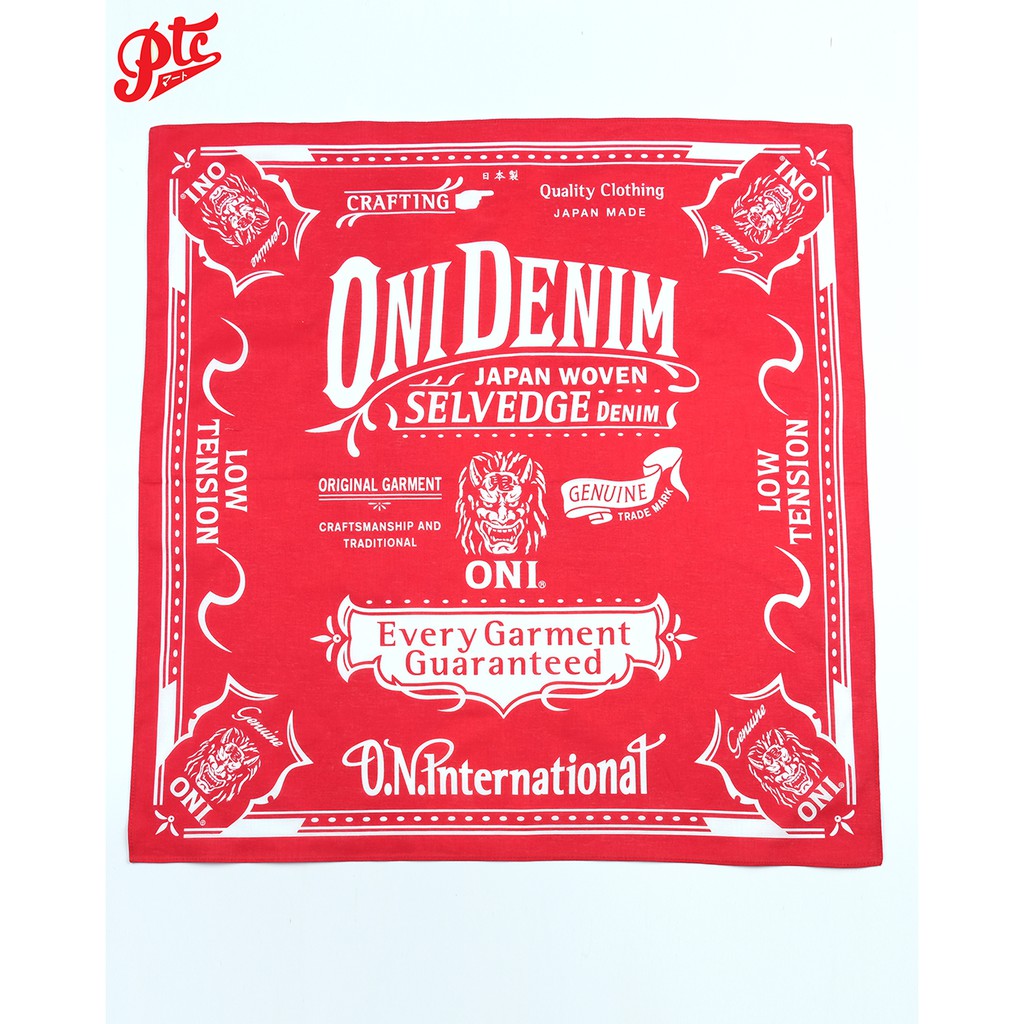 ผ้าเช็ดหน้า ONI DENIM BANDANA Color Red (made in japan) Shopee Thailand