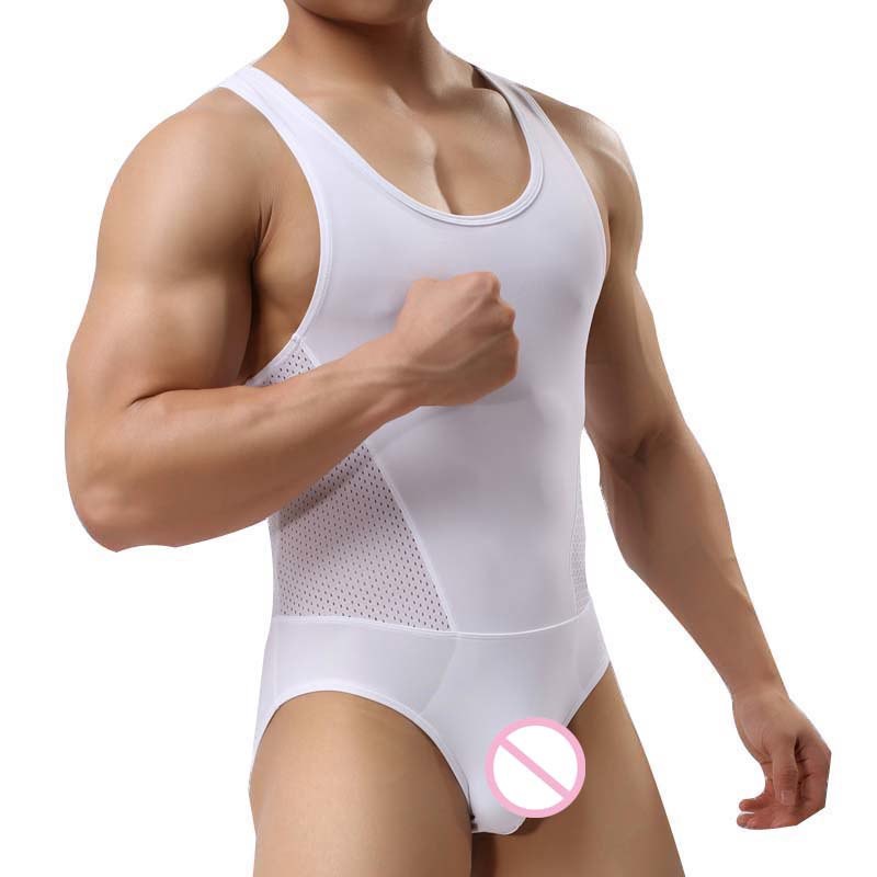 ภาพหน้าปกสินค้าชุดบอดี้สูทชุดชั้นในผ้าตาข่ายเซ็กซี่สำหรับผู้ชาย