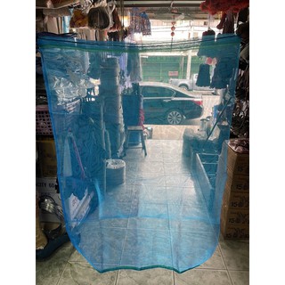 ถุงผ้าลี่สีฟ้าขนาดจัมโบ้ใส่ขวดพลาสติกได้ขนาด100ซมx145ซม