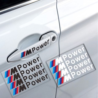 4PCS M Power Caral Decal Door Handle สติกเกอร์ตกแต่งรถยนต์สำหรับ BMW
