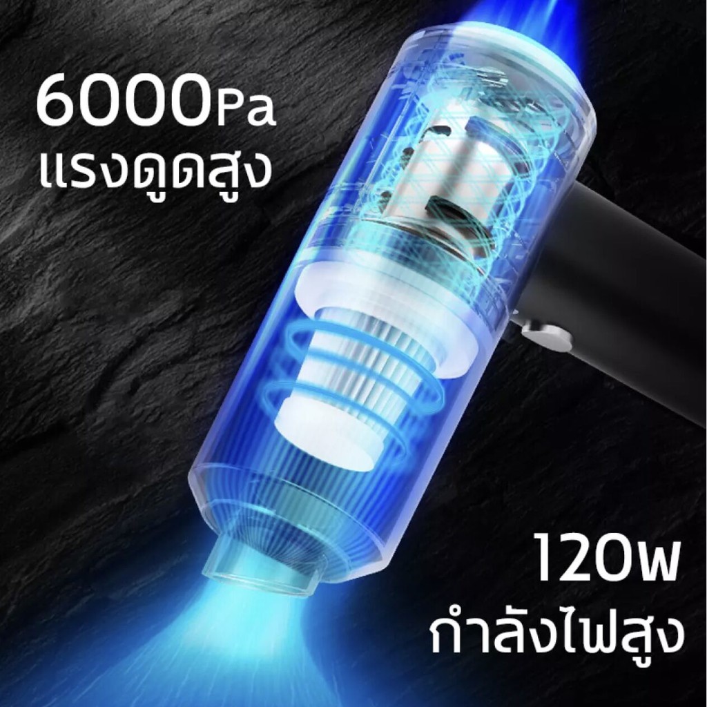 เครื่องดูดฝุ่น-ไร้สาย-6000pa-ใช้ได้ทั้งรถและบ้าน-เครื่องดูดฝุ่นในรถ-ในบ้าน-เครื่องดูดฝุ่นรถยนต์