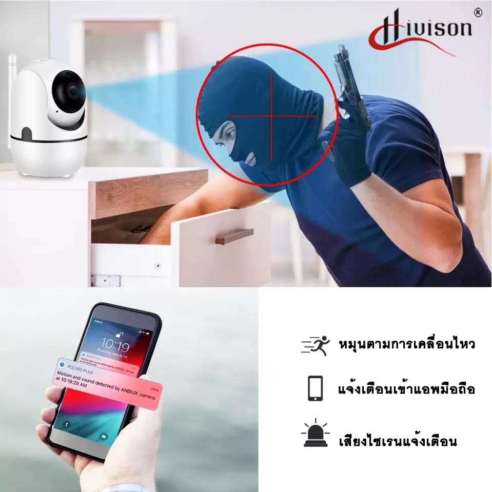 ภาพสินค้าHivison Q1 APP iCam365 LEDกล้อง security กล้องวงจรปิดไร้สาย HD1080P Smart tracking มีภาษาไทย alarm 2-way audio อินฟราเรด จากร้าน smartcameraip บน Shopee ภาพที่ 1