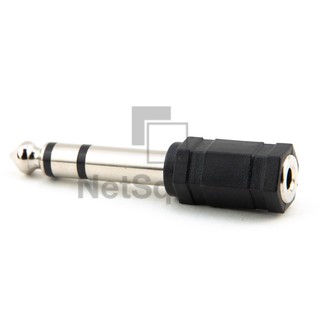 สินค้า หัวแปลง 3.5mm เป็น 6.5mm Audio Jack แปลงแจ็ค หัวต่อ สเตอริโอ พลาสติก ดำ Plastic Converter Adapter 3.5 to 6.5