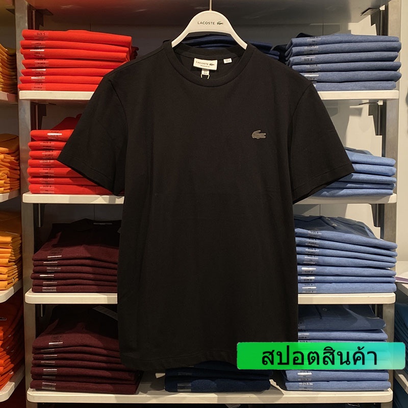 ใหม่เสื้อยืดลําลองสําหรับผู้ชายผ้าฝ้ายแขนสั้นคอกลมพิมพ์ลาย-lacoste-french-crocodile