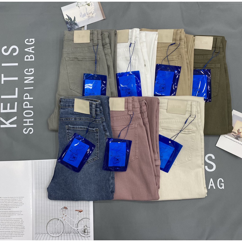 etichic-กางเกงยีนส์ผ้ายืด-กางเกงทำงาน-แฟชั่นสำหรับผู้หญิง-กางเกงเกาหลี