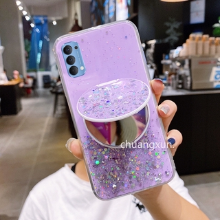 New Casing OPPO Reno 5 Reno 5 5G Reno 5Pro เคส Case Star Sequins Bracket With Makeup Mirror Multifunction Phone Case Back Cover เคสโทรศัพท