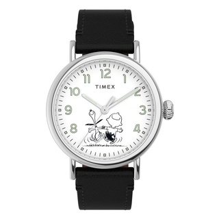 สินค้า Timex TW2U71100 Standard x Peanuts 70th Anniversary นาฬิกาข้อมือผู้ชาย สายหนัง สีดำ หน้าปัด 40 มม.
