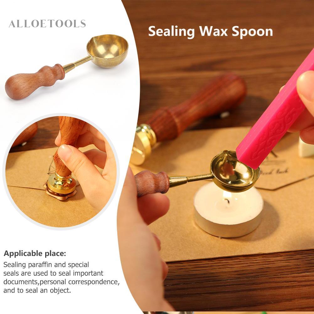 ภาพสินค้า AlloetRetro Fire Wax Seal Stamp Metal Wax Stick Wood Handle Sealing Wax Spoon จากร้าน alloetools.th บน Shopee ภาพที่ 1