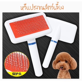 สินค้า หวีแปรงขนสัตว์เลี้ยง รุ่นสีแดงขาว  Pet Massage Comb แปรงขนแมว แปรงขนหมา #P128