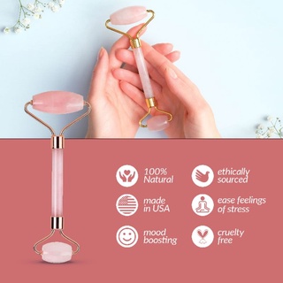 artnaturals Rose Quartz Facial Roller Pink Face Jade Roller Real Authentic Crysal Quartz ลูกกลิ้ง คริสตัล โรสควอตซ์ ชมพู