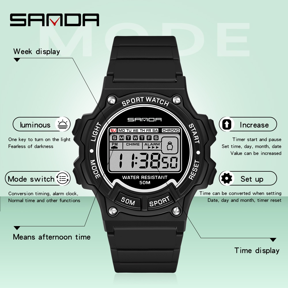 sanda-นาฬิกาข้อมือดิจิทัล-ลําลอง-หน้าจอ-led-กันน้ํา-สไตล์สปอร์ต-แฟชั่นสําหรับผู้หญิง