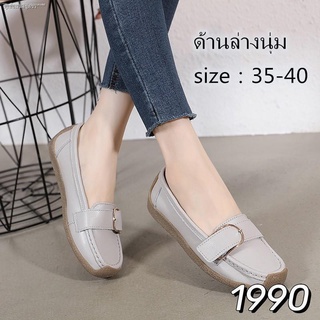 สินค้า [1990] รองเท้าหนัง ส้นเตี้ย สไตล์เกาหลี สําหรับผู้หญิง