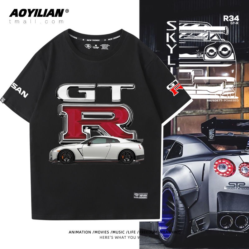 เสื้อยืดโอเวอร์ไซส์nissan-nissan-เสื้อยืด-gtr-ares-r35r34-ดัดแปลงทีมแขนสั้นผู้ชายและผู้หญิงครึ่งเสื้อผ้าทำงานสามารถปรับแ