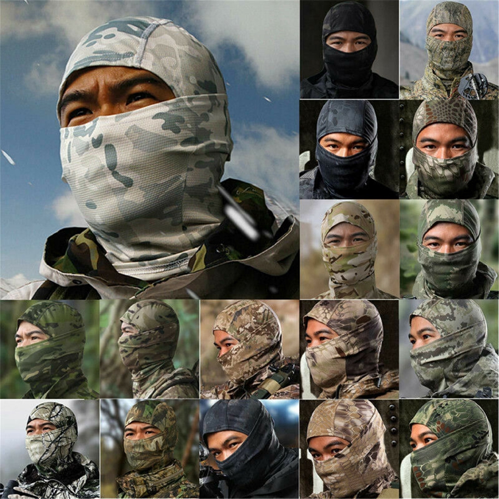 รูปภาพสินค้าแรกของReady Stock ยุทธวิธี Camo ไหมพรมเต็มใบหน้าหน้ากากเพนท์บอลปืน CS คออุ่นหมวก