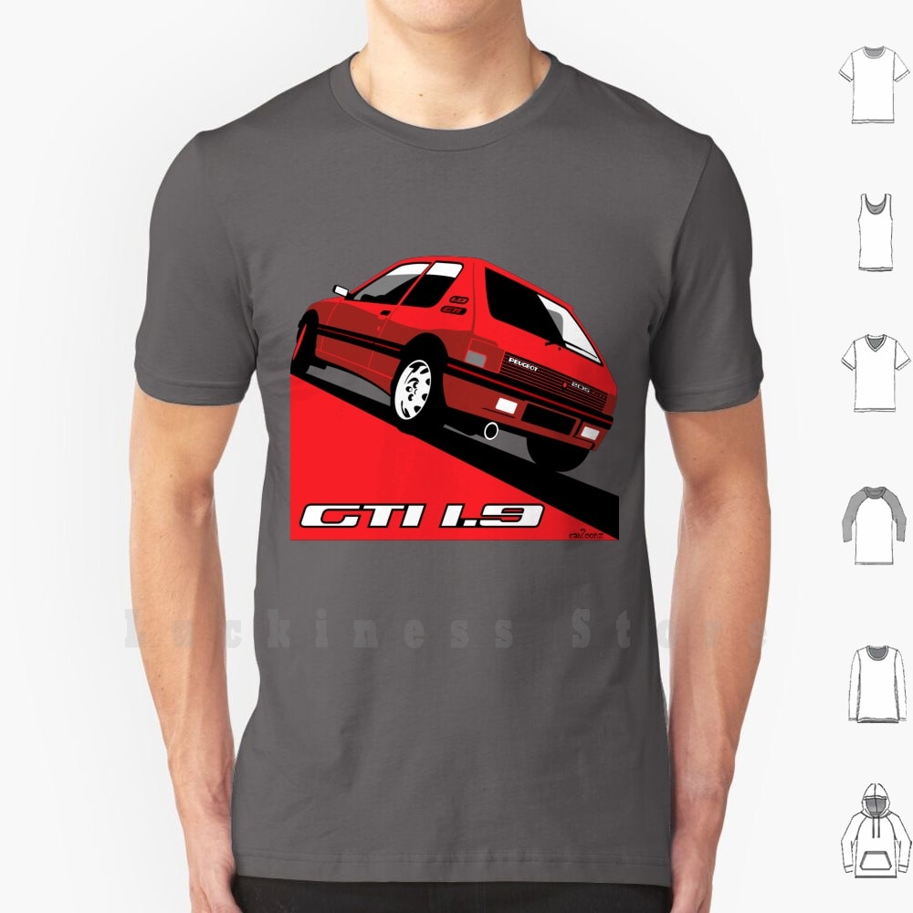 เสื้อยืดผ้าฝ้ายพิมพ์ลาย-เสื้อยืดผ้าฝ้าย-พิมพ์ลาย-peugeot-205-gti-19-red-peugeot-pug-205-french-france-cars-สําหรับผู้ชาย